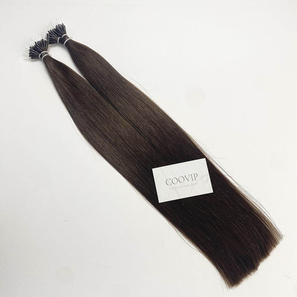 Nano Bead Hair Extensions Double Drawn #4 Chocolate Brown Hair 50g - Cooviphair