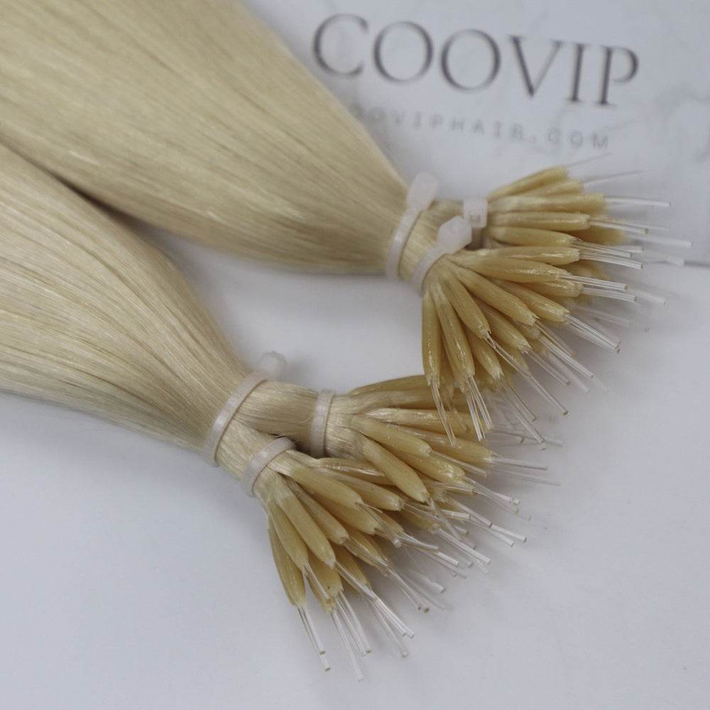 Nano Bead Hair Extensions Double Drawn #60 Platinum Blonde Hair 50g - Cooviphair
