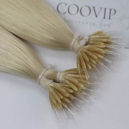 Nano Bead Hair Extensions Double Drawn #60 Platinum Blonde Hair 50g - Cooviphair