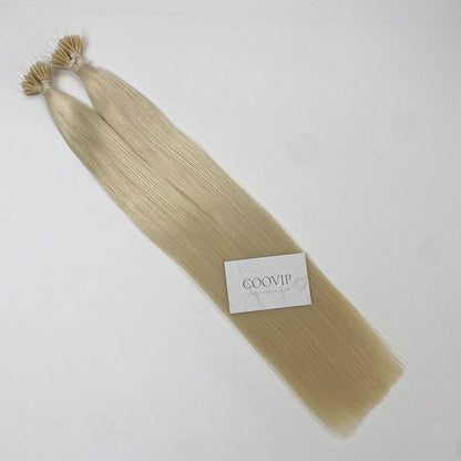 Nano Bead Hair Extensions Double Drawn #60 Platinum Blonde Hair 50g - Cooviphair