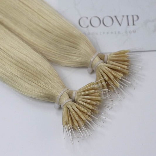 Nano Bead Hair Extensions Double Drawn #613 Bleach Blonde Hair 50g - Cooviphair
