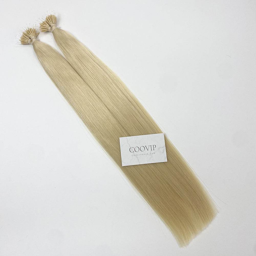 Nano Bead Hair Extensions Double Drawn #613 Bleach Blonde Hair 50g - Cooviphair