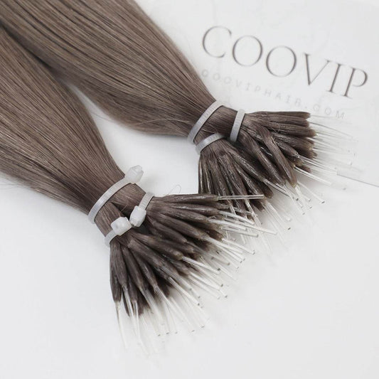 Nano Bead Hair Extensions Double Drawn #8.1 Natural Ash Blonde Hair 50g - Cooviphair