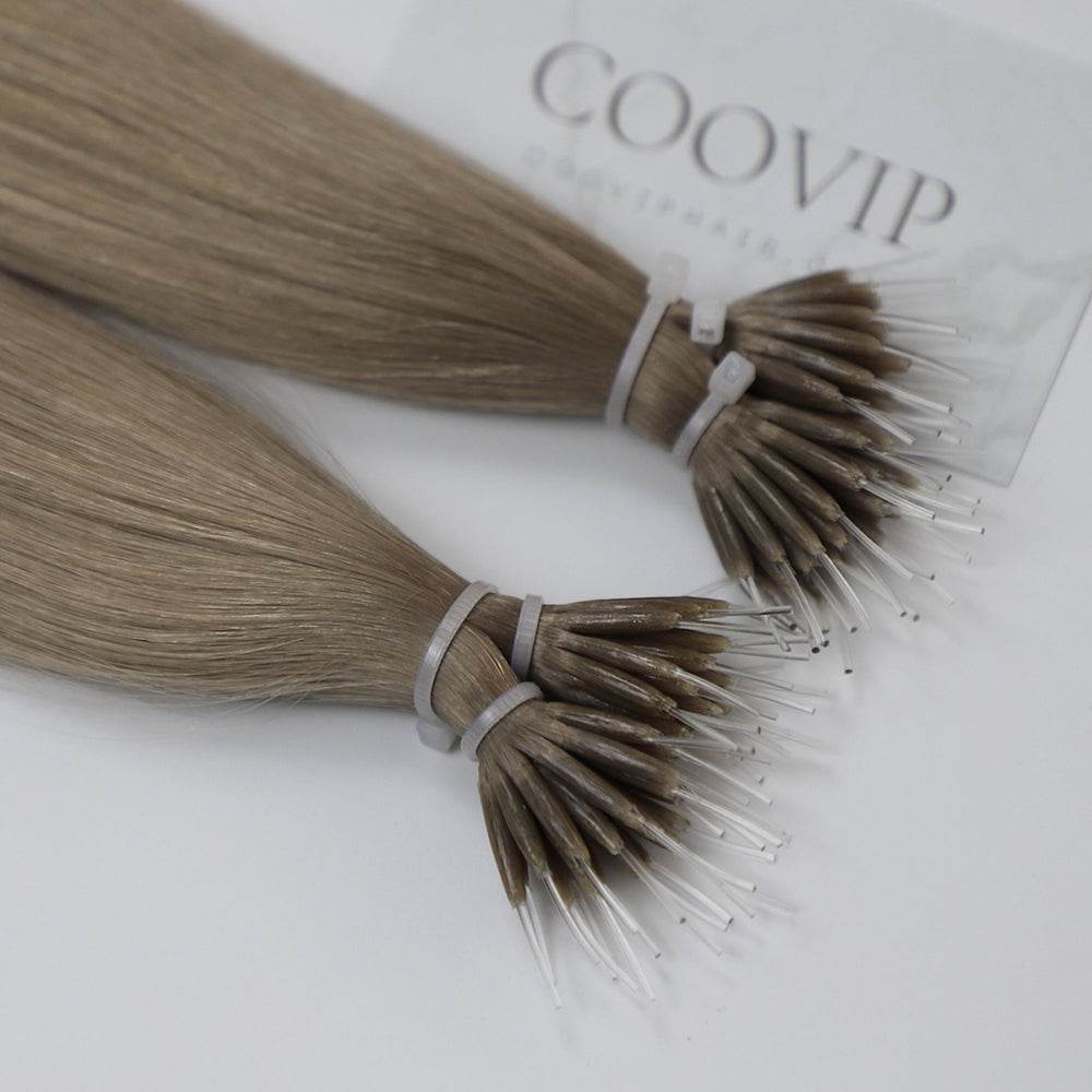 Nano Bead Hair Extensions Double Drawn #9.1 Light Ash Blonde Hair 50g - Cooviphair