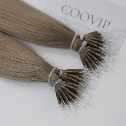 Nano Bead Hair Extensions Double Drawn #9.1 Light Ash Blonde Hair 50g - Cooviphair