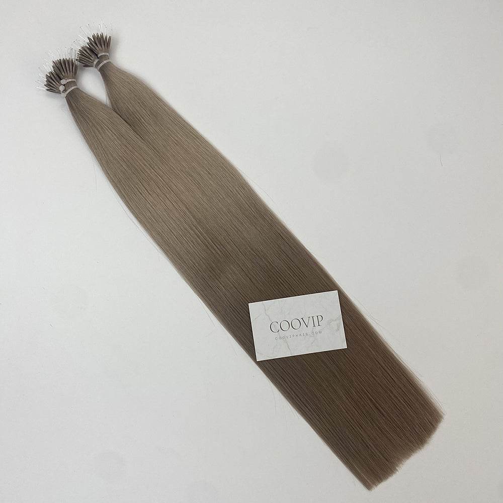 Nano Bead Hair Extensions Double Drawn #9.1 Light Ash Blonde Hair 50g - Cooviphair