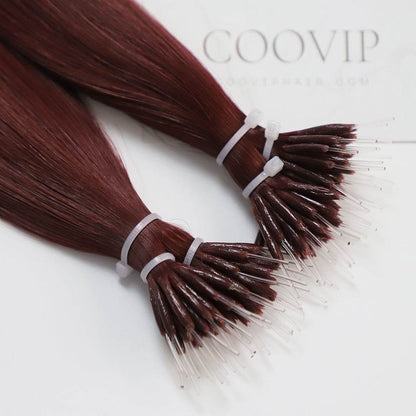 Nano Bead Hair Extensions Double Drawn #99J Red Wine Burgundy Hair 50g - Cooviphair