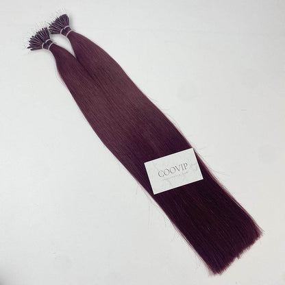 Nano Bead Hair Extensions Double Drawn #99J Red Wine Burgundy Hair 50g - Cooviphair