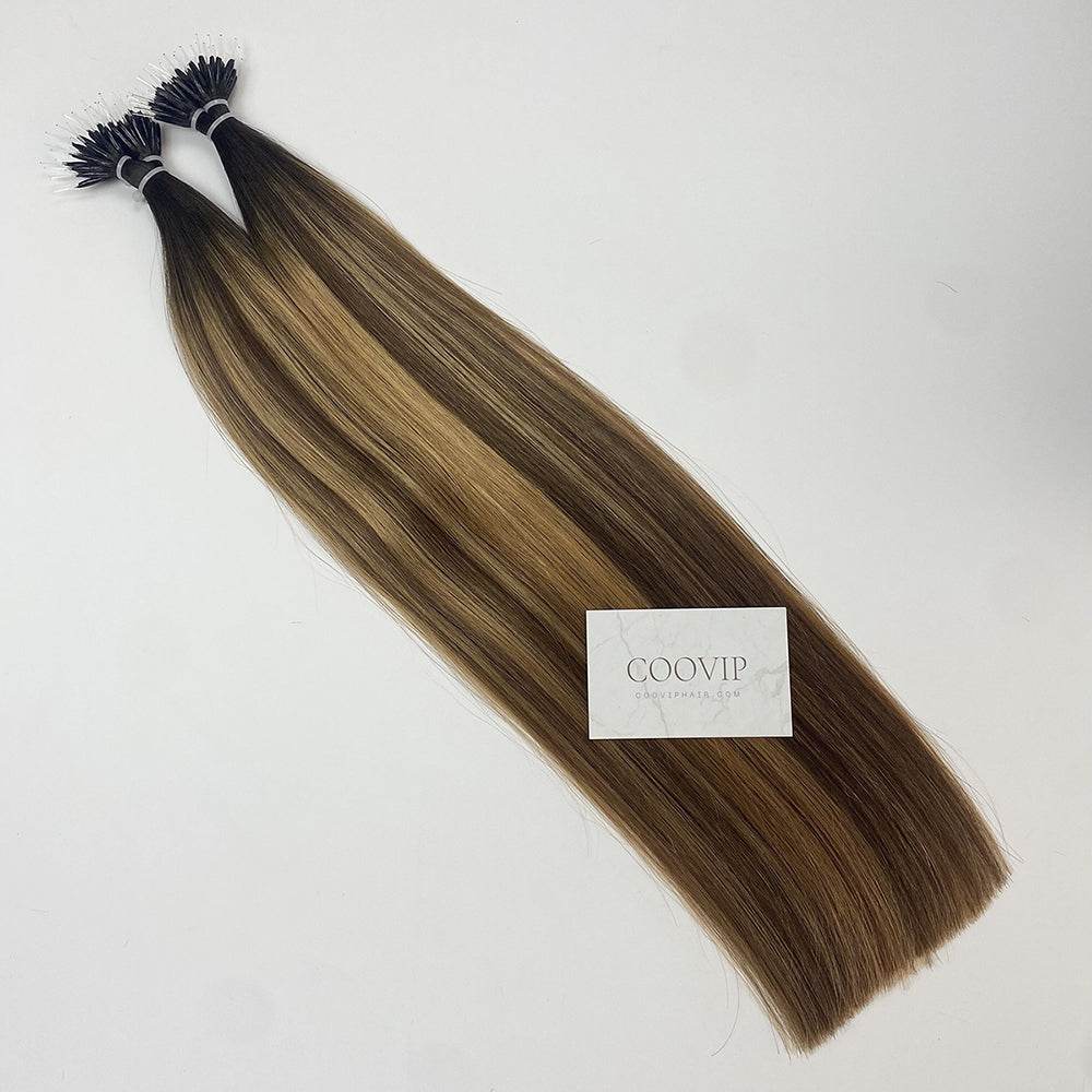 Nano Bead Hair Extensions Double Drawn Balayage Hair #B2/4/27 50g - Cooviphair