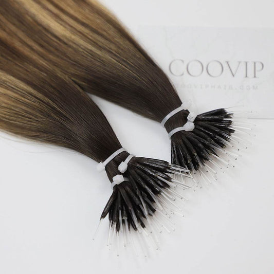 Nano Bead Hair Extensions Double Drawn Balayage Hair #B2/4/27 50g - Cooviphair