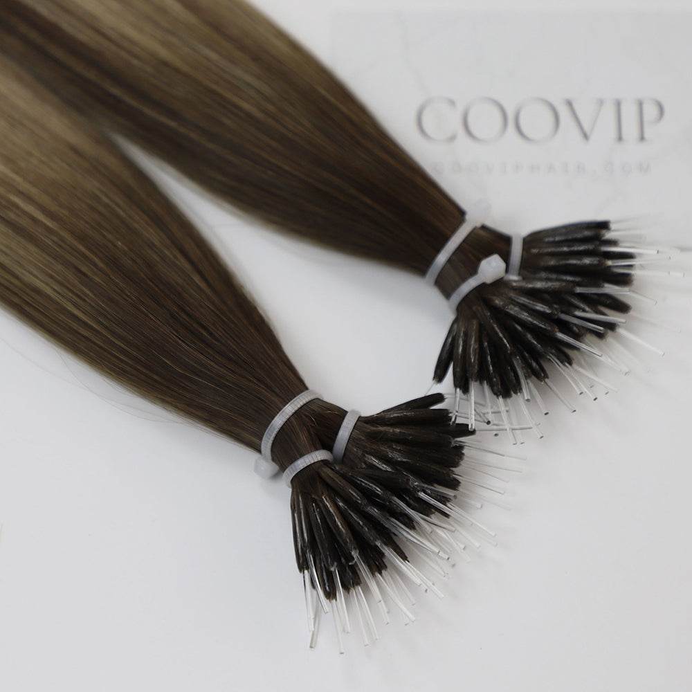 Nano Bead Hair Extensions Double Drawn Balayage Hair #B4/18 50g - Cooviphair