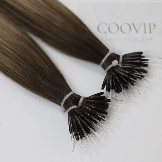 Nano Bead Hair Extensions Double Drawn Balayage Hair #B4/18 50g - Cooviphair