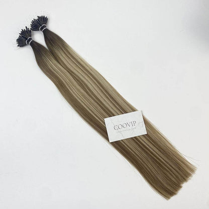 Nano Bead Hair Extensions Double Drawn Balayage Hair #B4/8/60 50g - Cooviphair