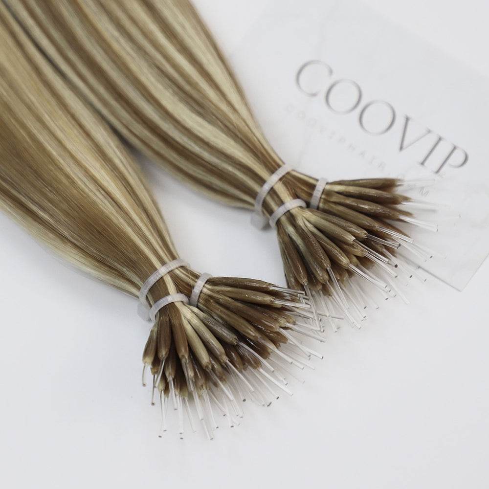 Nano Bead Hair Extensions Double Drawn Piano Color #P8/613 50g - Cooviphair