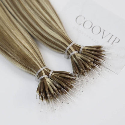 Nano Bead Hair Extensions Double Drawn Piano Color #P8/613 50g - Cooviphair