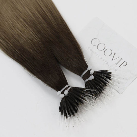Nano Bead Hair Extensions Double Drawn Ombre Hair #T4/18/60 50g - Cooviphair