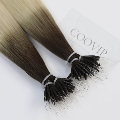 Nano Bead Hair Extensions Double Drawn Ombre Hair #T4/60 50g - Cooviphair