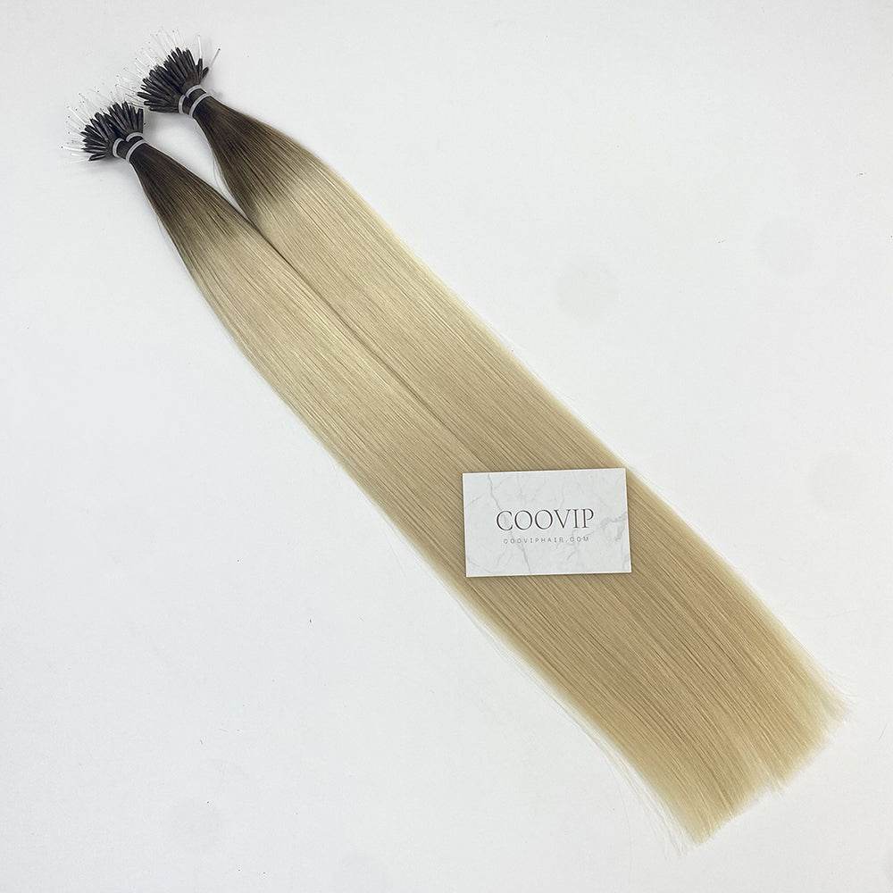 Nano Bead Hair Extensions Double Drawn Ombre Hair #T4/60 50g - Cooviphair