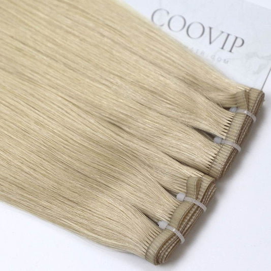 Flat Weft Hair Extensions Double Stitched #22 Champagne Blonde Hair 50g - Cooviphair
