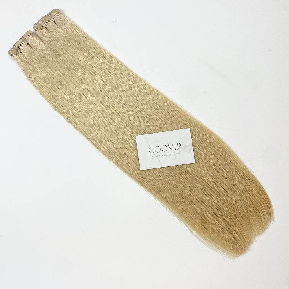 Flat Weft Hair Extensions Double Stitched #22 Champagne Blonde Hair 50g - Cooviphair