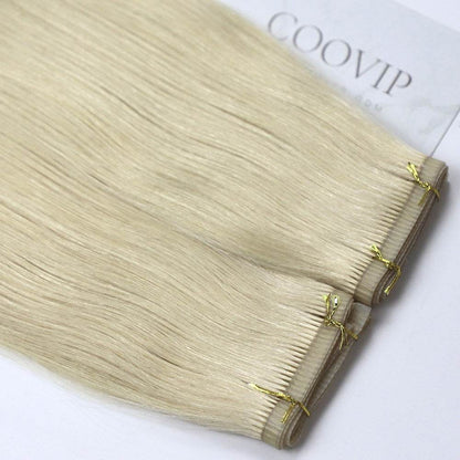 Flat Weft Hair Extensions Double Stitched #613 Bleach Blonde Hair 50g - Cooviphair
