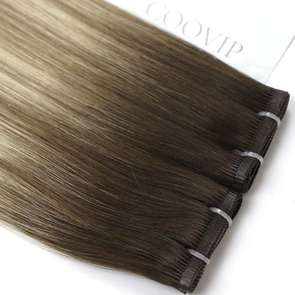 Flat Weft Hair Extensions Double Stitched Balayage Hair #B4/8/60 50g - Cooviphair