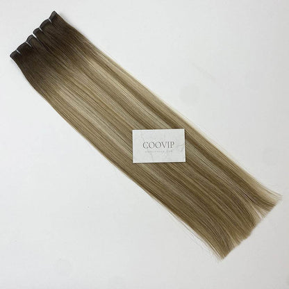 Flat Weft Hair Extensions Double Stitched Balayage Hair #B4/8/60 50g - Cooviphair