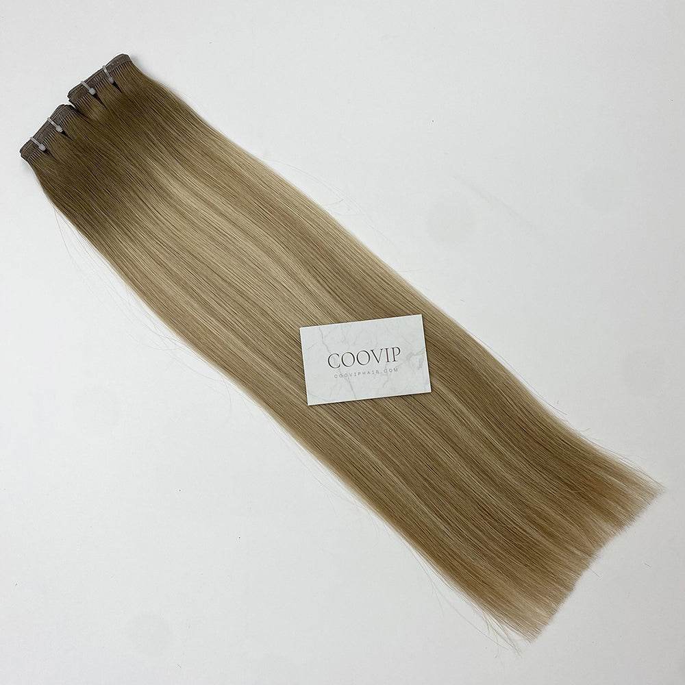 Flat Weft Hair Extensions Double Stitched Balayage Hair #B6/18/60 50g - Cooviphair