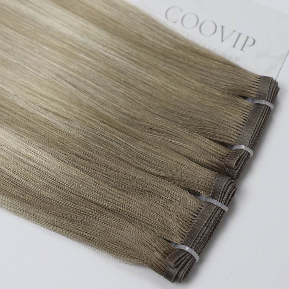 Flat Weft Hair Extensions Double Stitched Balayage Hair #B6/18/60 50g - Cooviphair