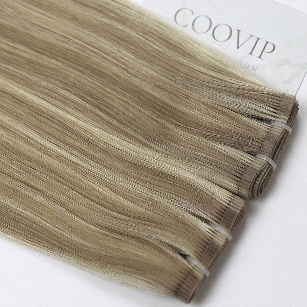 Flat Weft Hair Extensions Double Stitched Piano Color #P18/60 50g - Cooviphair