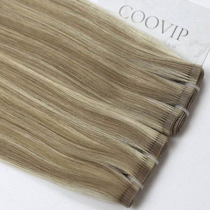 Flat Weft Hair Extensions Double Stitched Piano Color #P18/60 50g - Cooviphair