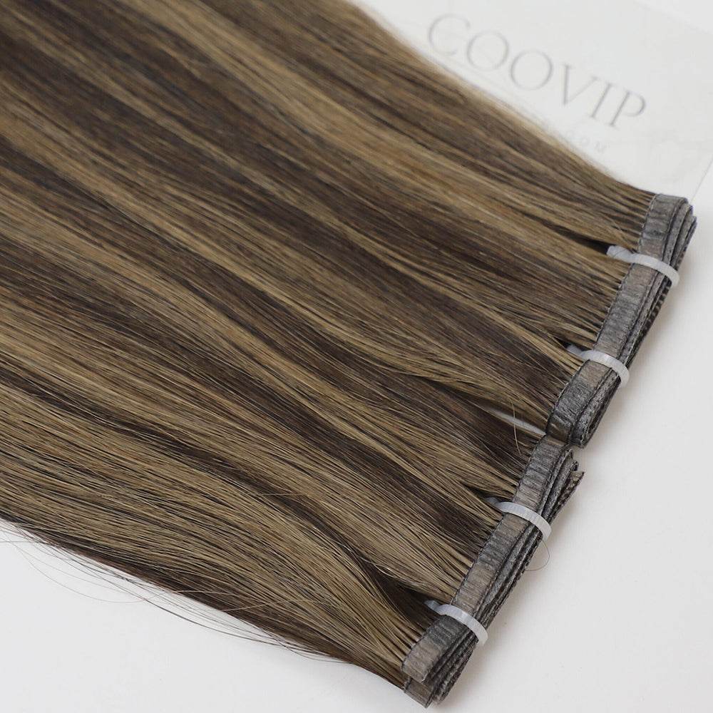 Flat Weft Hair Extensions Double Stitched Piano Color Hair #P2/6 50g - Cooviphair