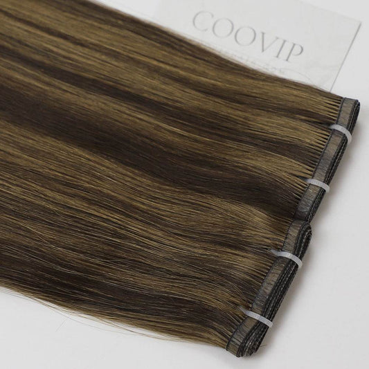 Flat Weft Hair Extensions Double Stitched Piano Color Hair #P4/8 50g - Cooviphair