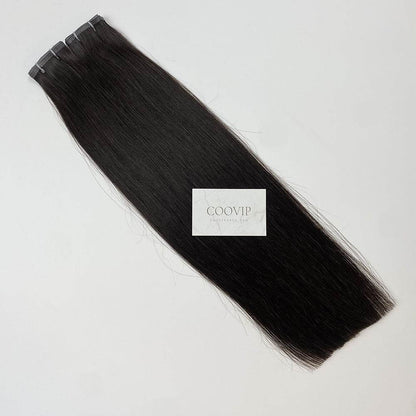 Flat Weft Hair Extensions Double Stitched #1B Natural Black Hair 50g - Cooviphair