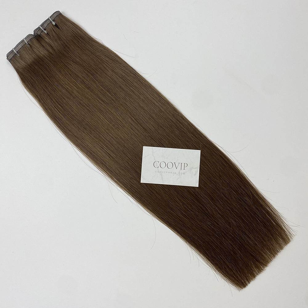 Flat Weft Hair Extensions Double Stitched #4 Chocolate Brown Hair 50g - Cooviphair