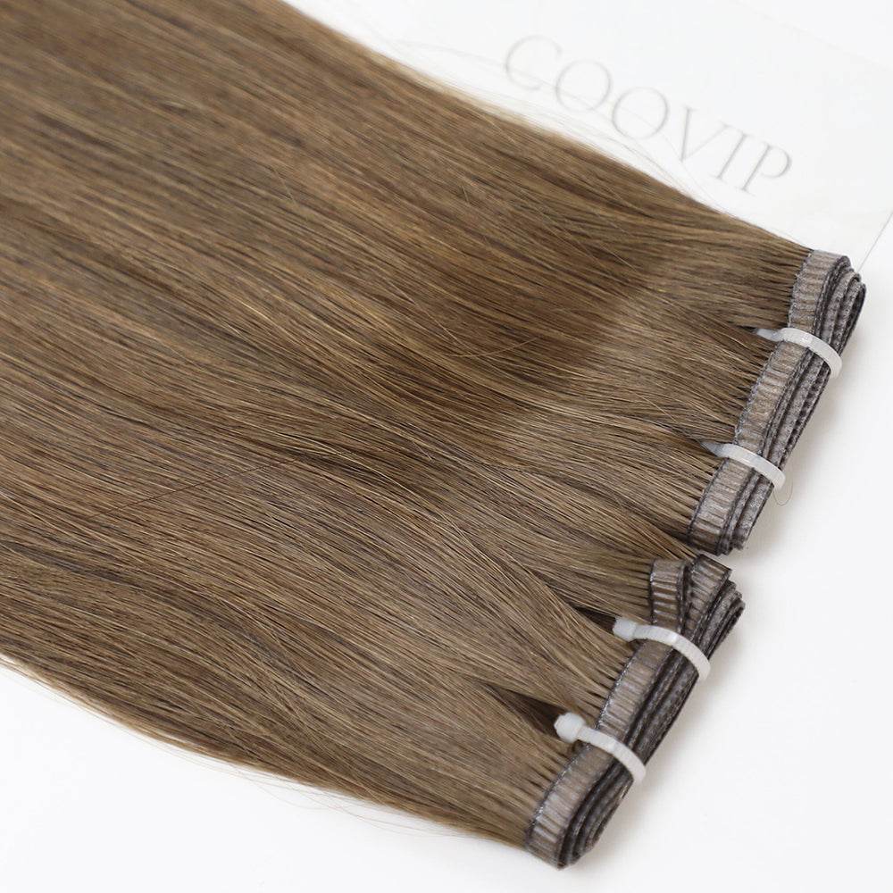 Flat Weft Hair Extensions Double Stitched #4 Chocolate Brown Hair 50g - Cooviphair