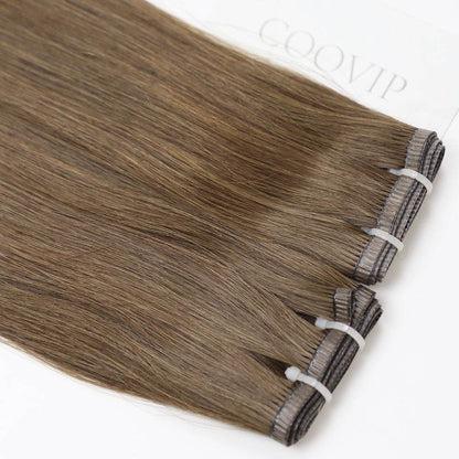 Flat Weft Hair Extensions Double Stitched #4 Chocolate Brown Hair 50g - Cooviphair
