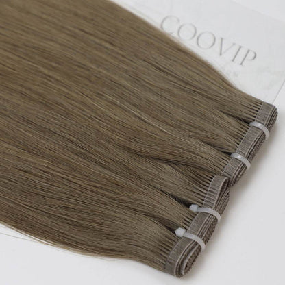Flat Weft Hair Extensions Double Stitched #6 Medium Chestnut Brown 50g - Cooviphair