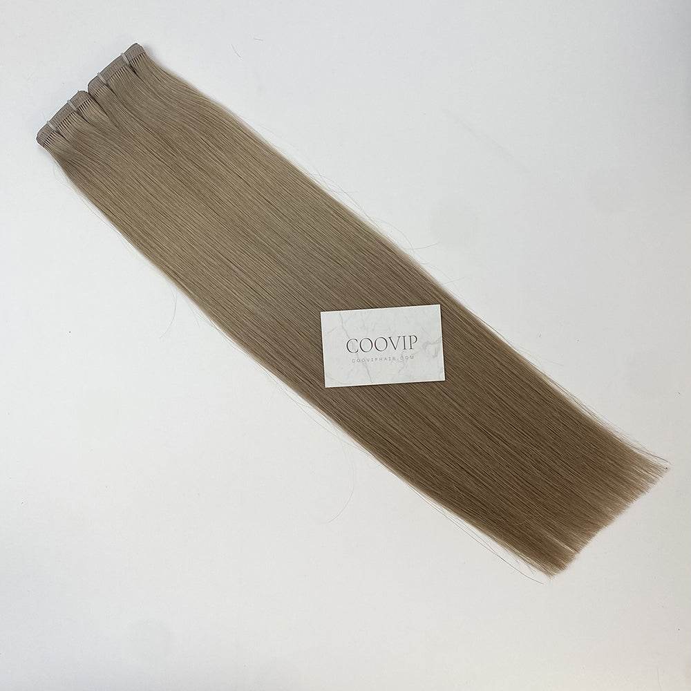 Flat Weft Hair Extensions Double Stitched #9.1 Ash Light Blonde Hair 50g - Cooviphair