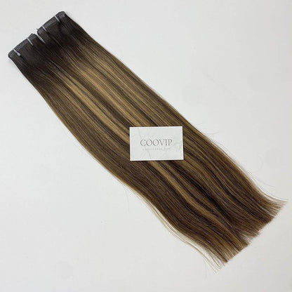 Flat Weft Hair Extensions Double Stitched Balayage Hair #B2/4/27 50g - Cooviphair