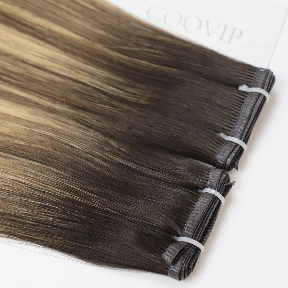Flat Weft Hair Extensions Double Stitched Balayage Hair #B2/4/27 50g - Cooviphair