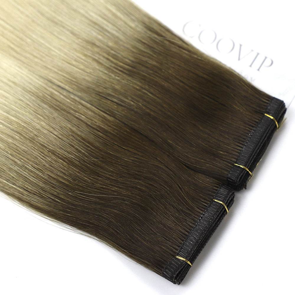 Flat Weft Hair Extensions Double Stitched Ombre#T4/60 50g - Cooviphair