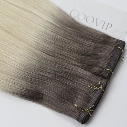 Flat Weft Hair Extensions Double Stitched Ombre Color #T8.1/60A 50g - Cooviphair
