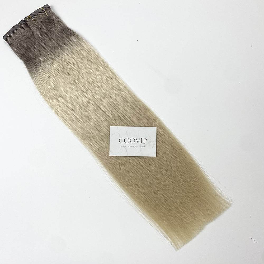 Flat Weft Hair Extensions Double Stitched Ombre Color #T8.1/60A 50g - Cooviphair