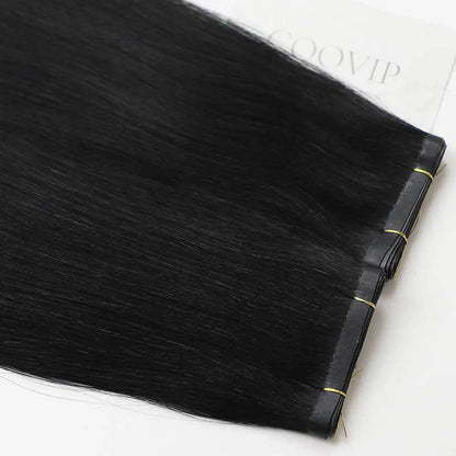 Flat Weft Extensions Double Drawn #1 Jet Black Hair 50g - Cooviphair