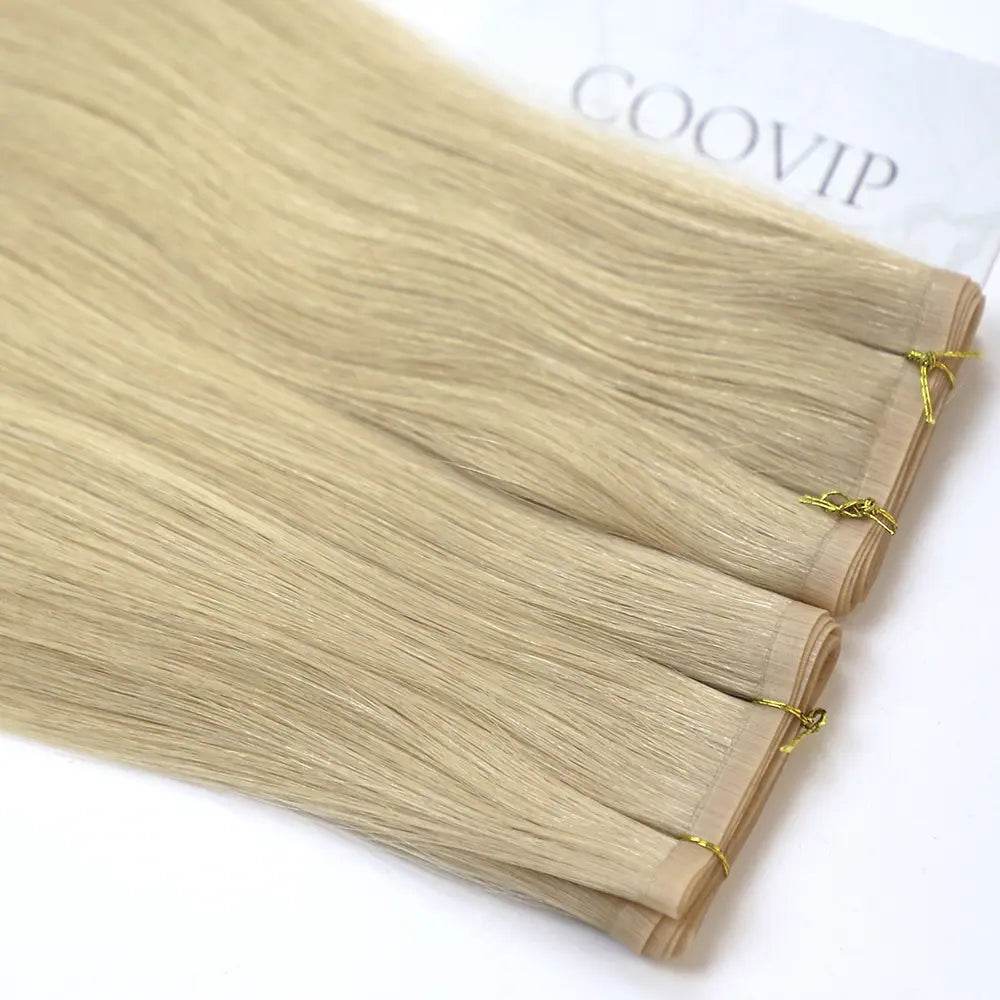 Flat Weft Extensions Double Drawn #22 Champagne Blonde Hair 50g - Cooviphair