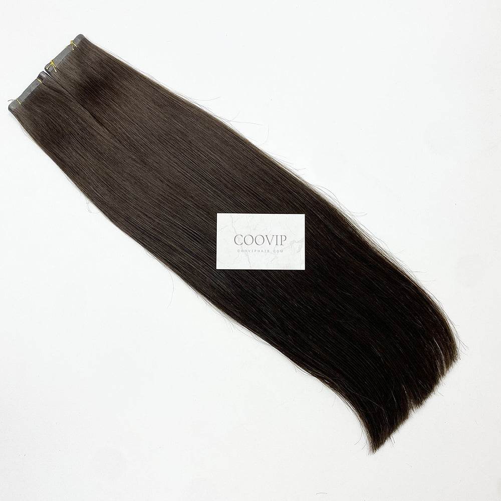 Flat Weft Extensions Double Drawn #2 Dark Chocolate Brown Hair 50g - Cooviphair