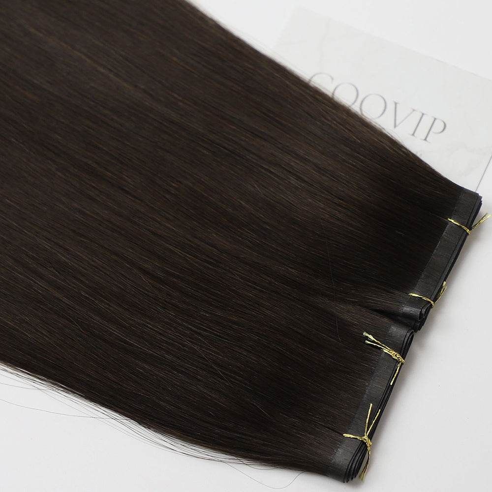 Flat Weft Extensions Double Drawn #2 Dark Chocolate Brown Hair 50g - Cooviphair