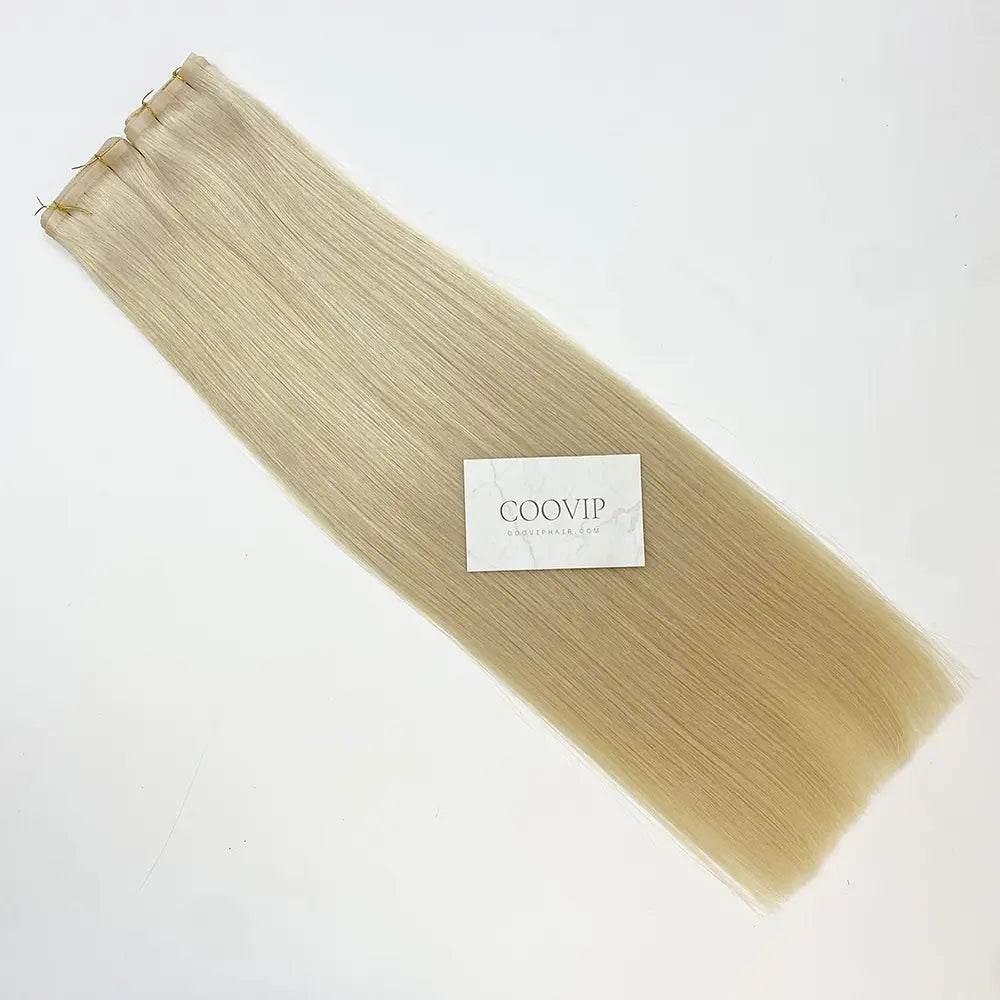 Flat Weft Extensions Double Drawn #60 Platinum Blonde Hair 50g - Cooviphair