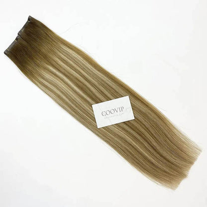 Flat Weft Extensions Double Drawn Balayage Hair #B4/8/60 50g - Cooviphair